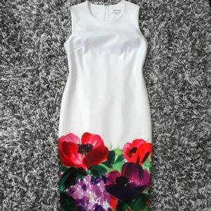 Calvin Klein White Dress with Floral Print